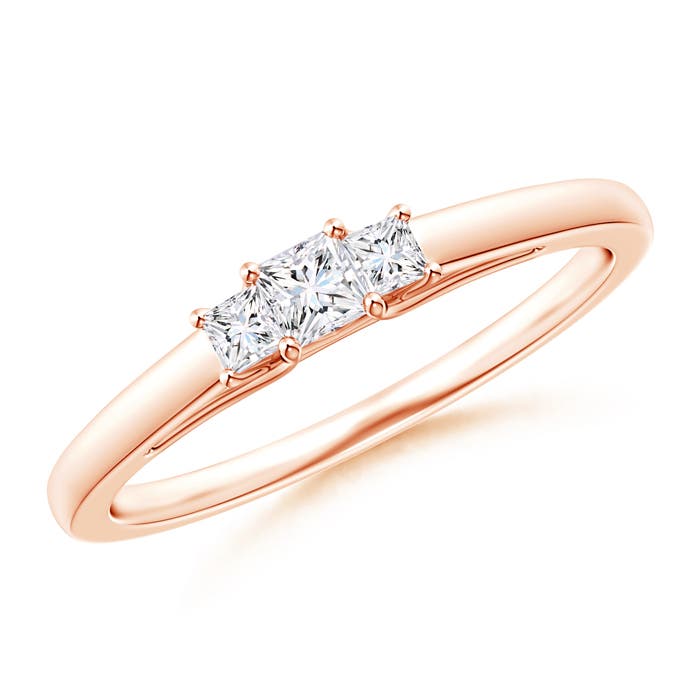 Princess-Cut Diamond Trellis Three Stone Ring
