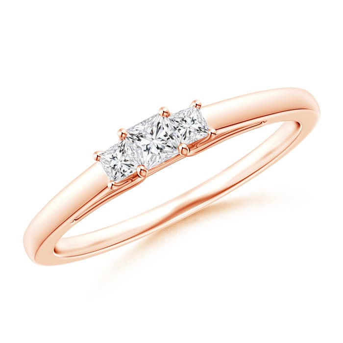 Princess-Cut Diamond Trellis Three Stone Ring