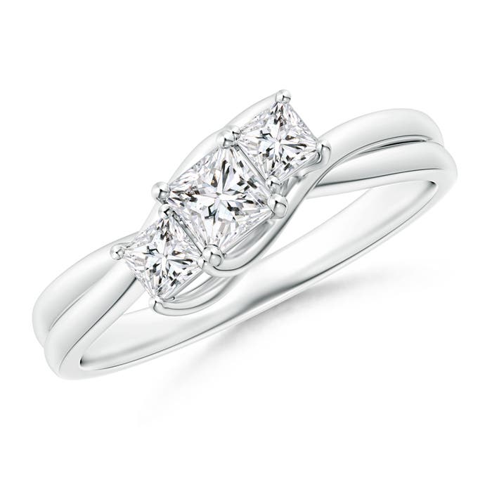 Three Stone Princess-Cut Diamond Double Bypass Ring