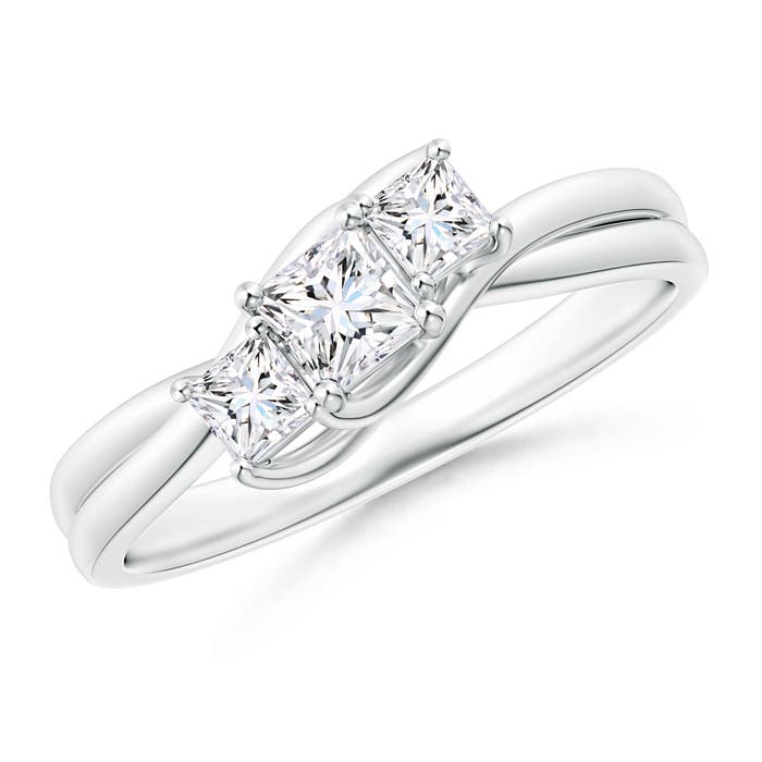Three Stone Princess-Cut Diamond Double Bypass Ring