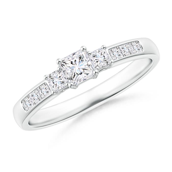 Classic Three Stone Princess-Cut Diamond Promise Ring