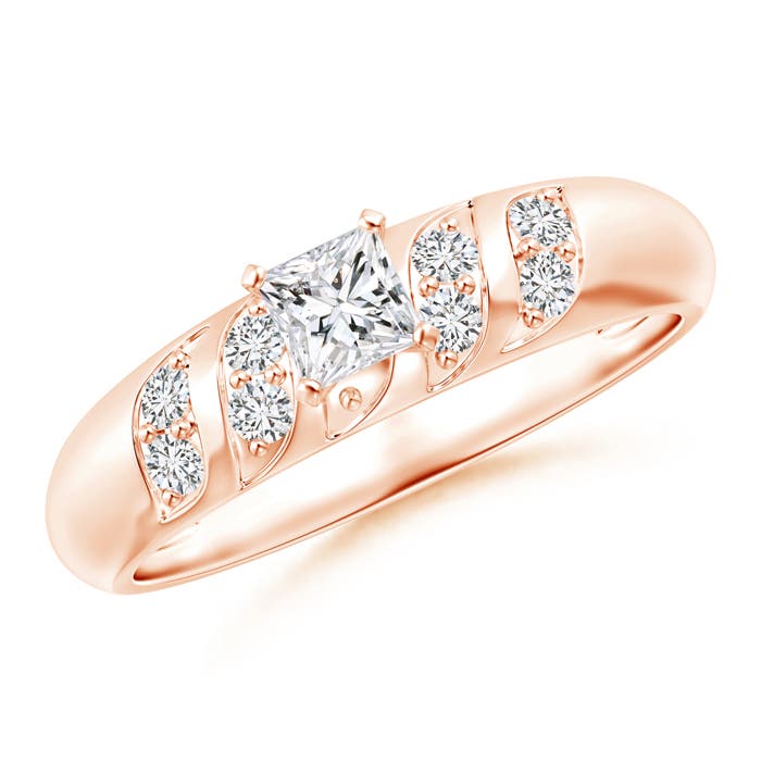 Wavy Grooved Princess-Cut Diamond Solitaire Engagement Ring