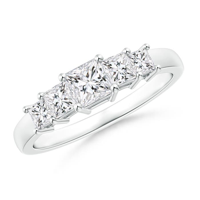 Graduated Princess-Cut Diamond Five Stone Wedding Band