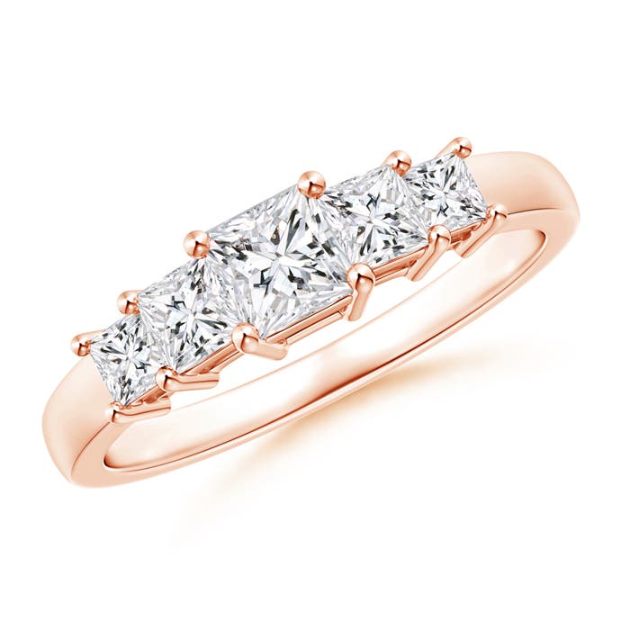 Graduated Princess-Cut Diamond Five Stone Wedding Band