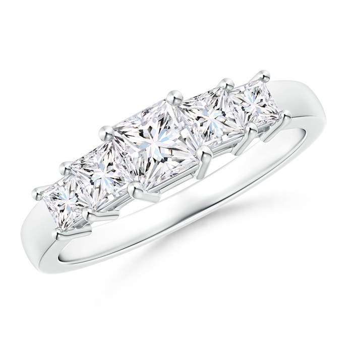 Graduated Princess-Cut Diamond Five Stone Wedding Band