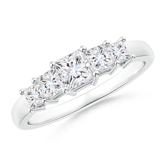 Graduated Princess-Cut Diamond Five Stone Wedding Band