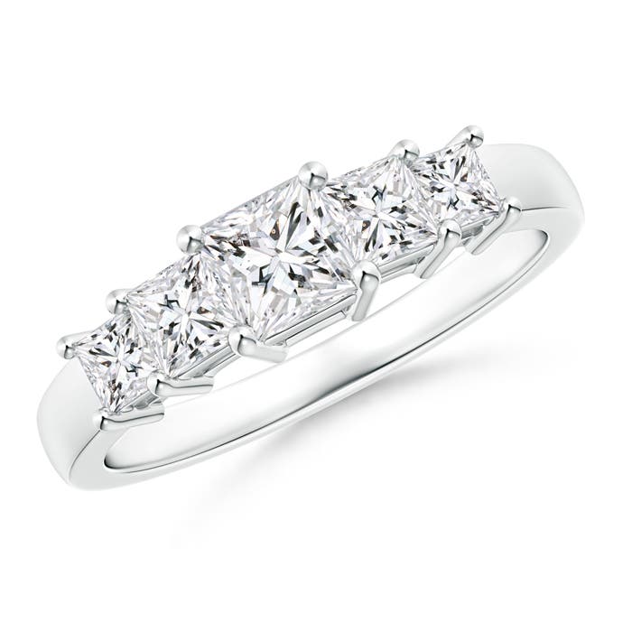 Graduated Princess-Cut Diamond Five Stone Wedding Band