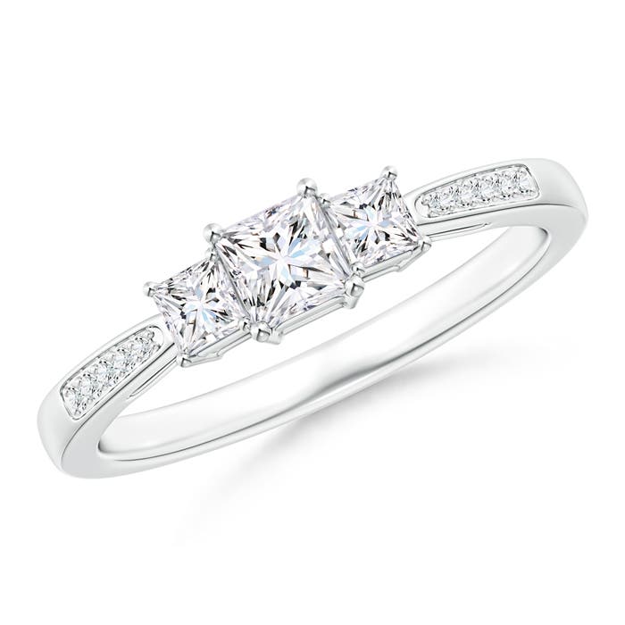 3-Stone Princess Cut Diamond Tapered Ring