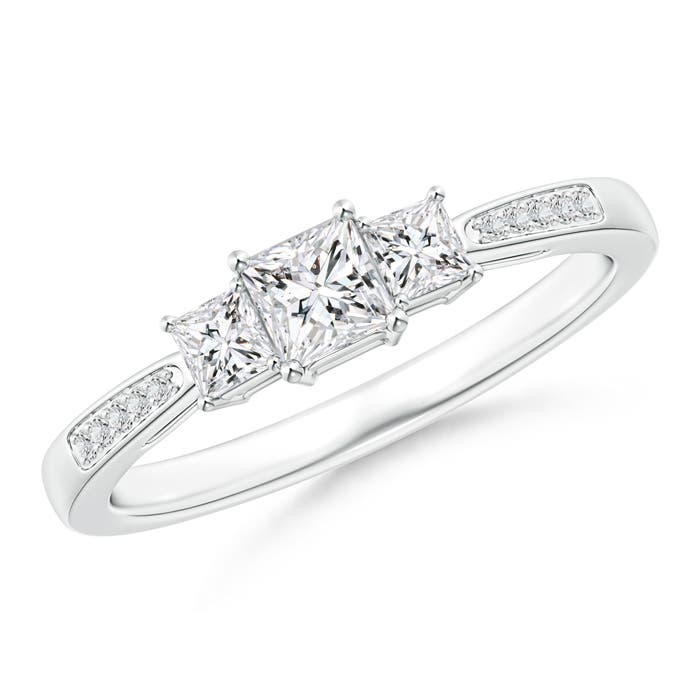 3-Stone Princess Cut Diamond Tapered Ring