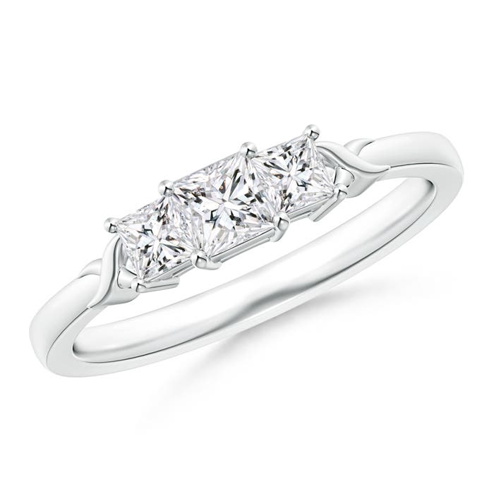 Princess-Cut Diamond Three Stone Ring with X Motifs