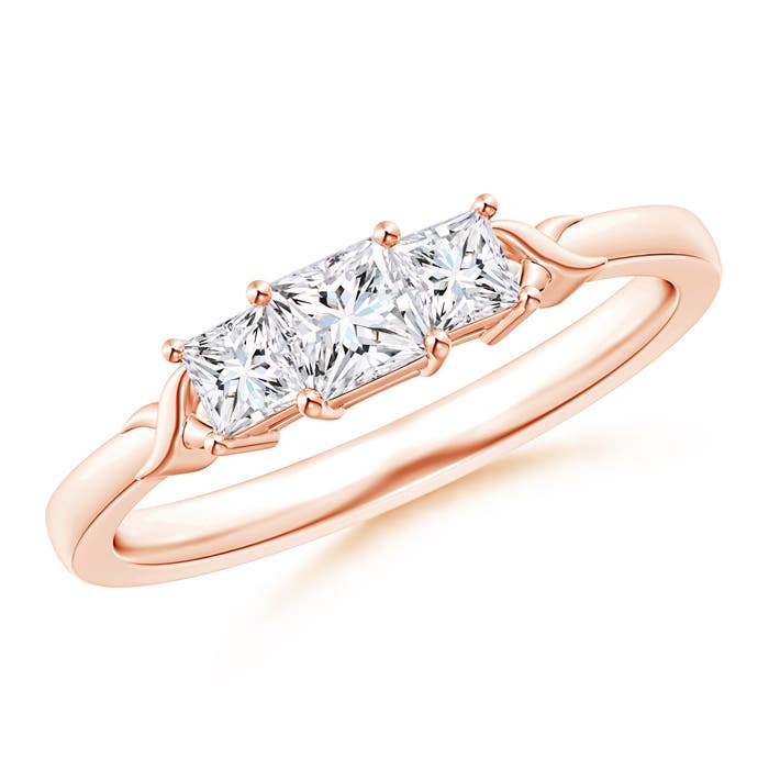 Princess-Cut Diamond Three Stone Ring with X Motifs