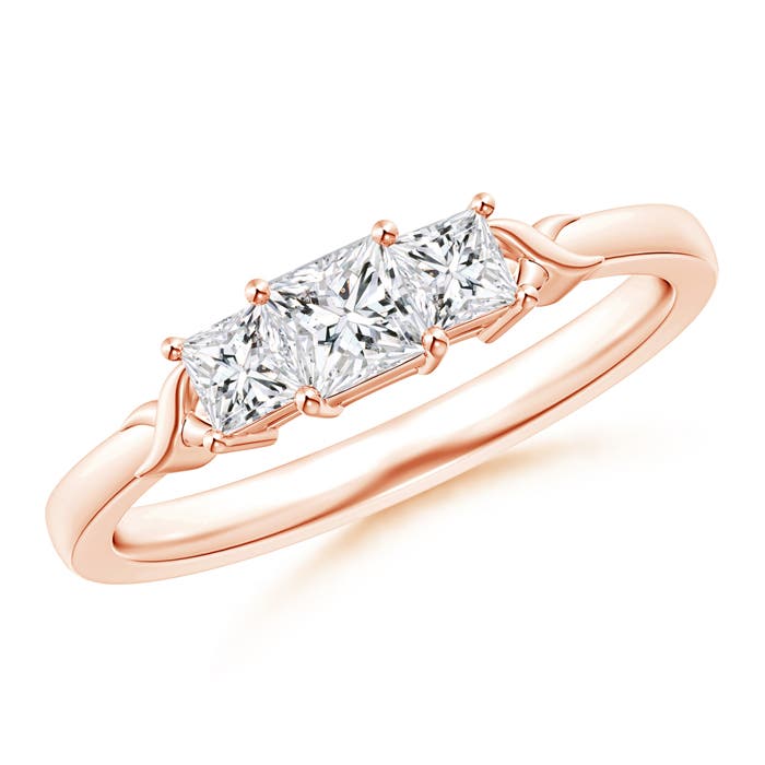Princess-Cut Diamond Three Stone Ring with X Motifs
