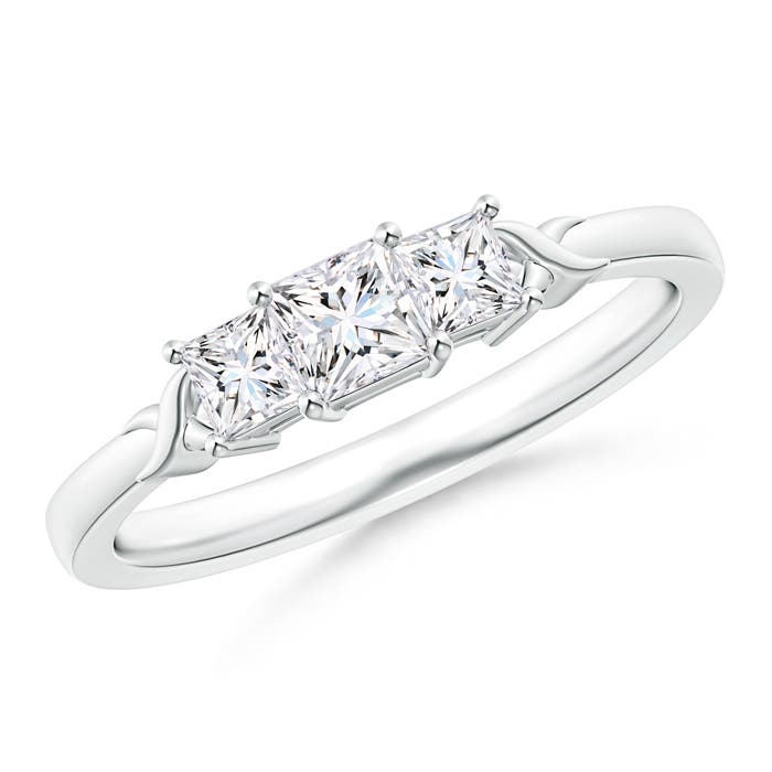 Princess-Cut Diamond Three Stone Ring with X Motifs