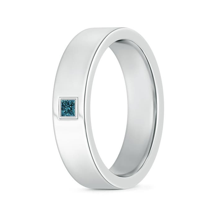 Gypsy Set Princess Enhanced Blue Diamond Men's Wedding Band