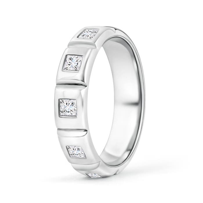 Polished Gypsy Set Princess Diamond Five Stone Wedding Band