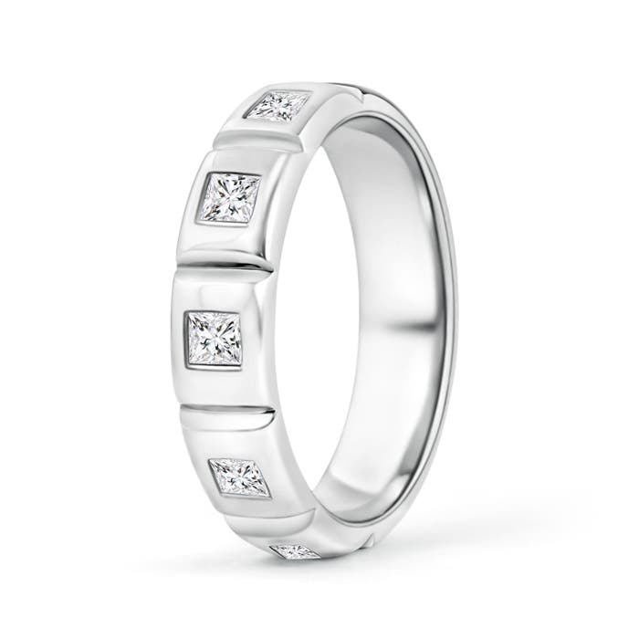 Polished Gypsy Set Princess Diamond Five Stone Wedding Band