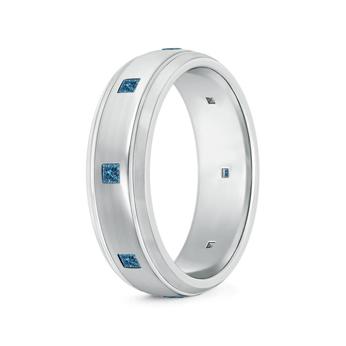 Enhanced Blue Diamond Low Dome Comfort Fit Wedding Band for Him