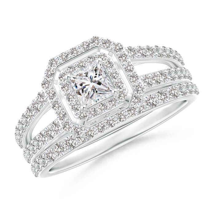 Princess-Cut Diamond Octagon Double Halo Bridal Set