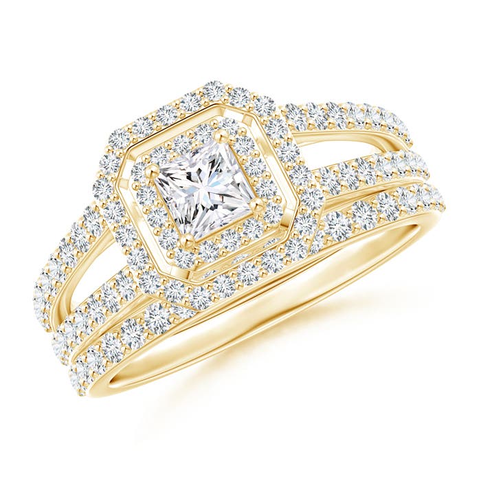 Princess-Cut Diamond Octagon Double Halo Bridal Set
