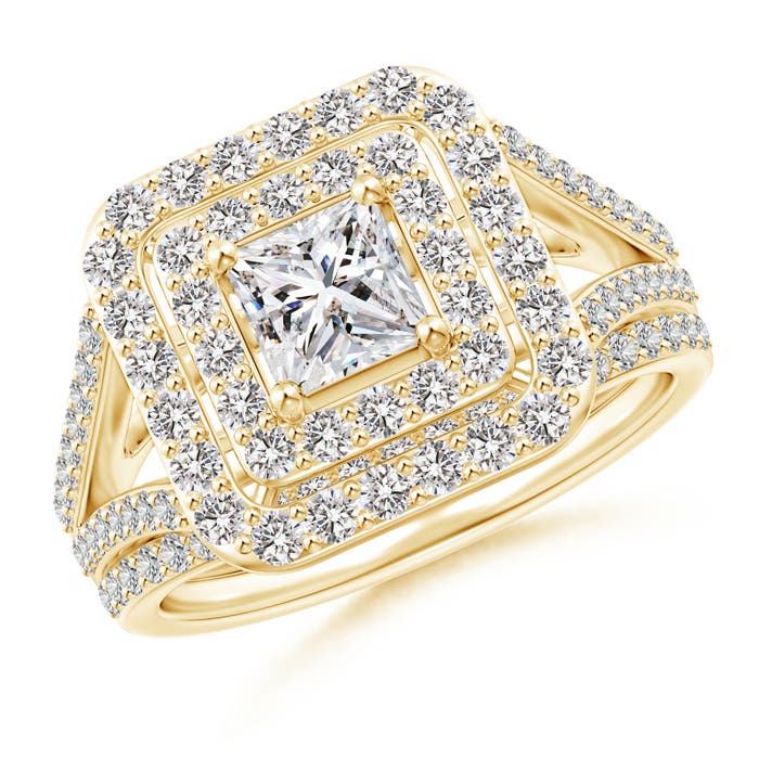 Floating Princess-Cut Diamond Double Halo Bridal Set